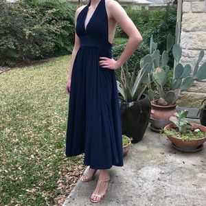 Dark navy halter maxi  prom dress